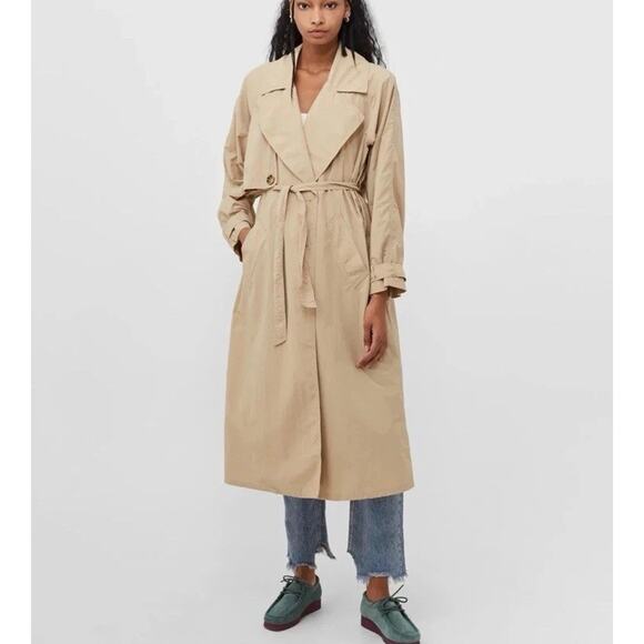 Free People Jackets & Blazers - We The Free People Eastwick Trench Coat Women's Size L Beige Nylon Light NWOT